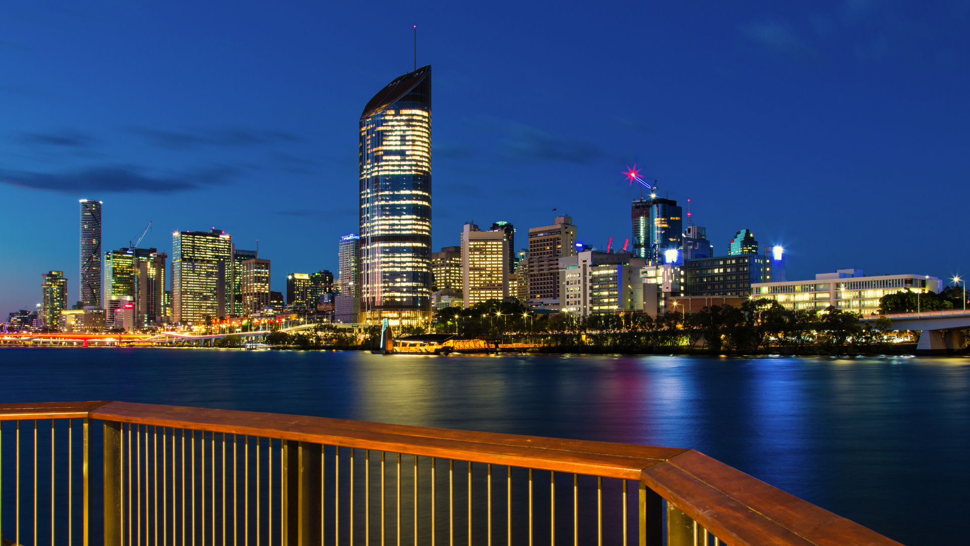 Brisbane, Queensland blue hour cityscape used in